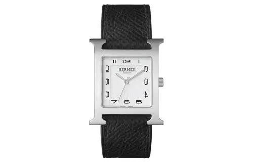 HERMES Heure H Collection Wrist Watches Quartz Movement Leather Strap 30.5mm White Dial Women's Watch