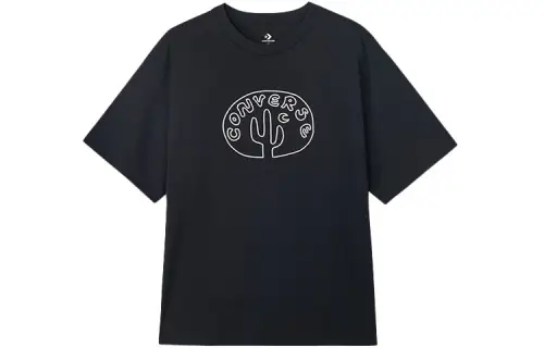 Converse T Shirts Men's Black Crew Neck Moderate Straight Fit