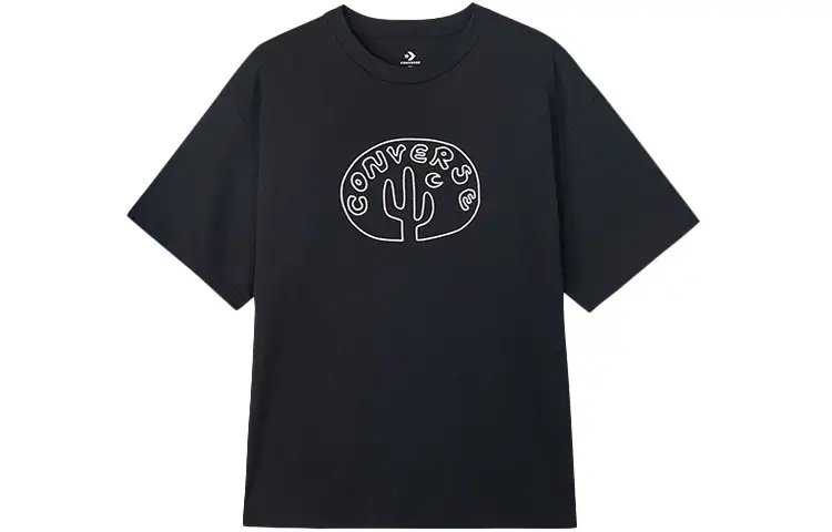 Converse T Shirts Men's Black Crew Neck Moderate Straight Fit