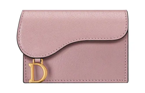 DIOR Goatskin Card Holder Regular Women's Old Rose