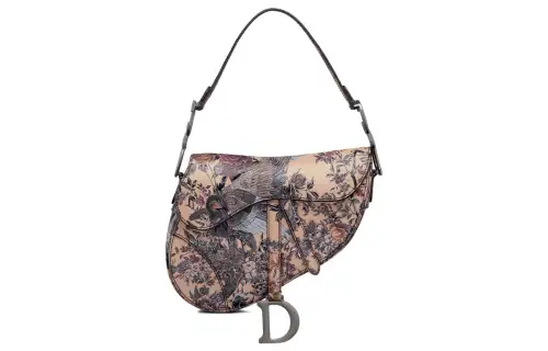 DIOR Cow Leather Saddle Bag Handbag Women's Beige
