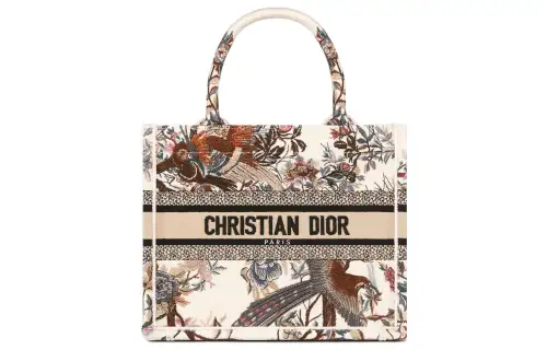 DIOR BookTote Embroidery Tote Bag, Shopping Bag, Handbag Small Women's Milk White