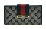 GUCCI Canvas With Leather Wallet Women's Blue