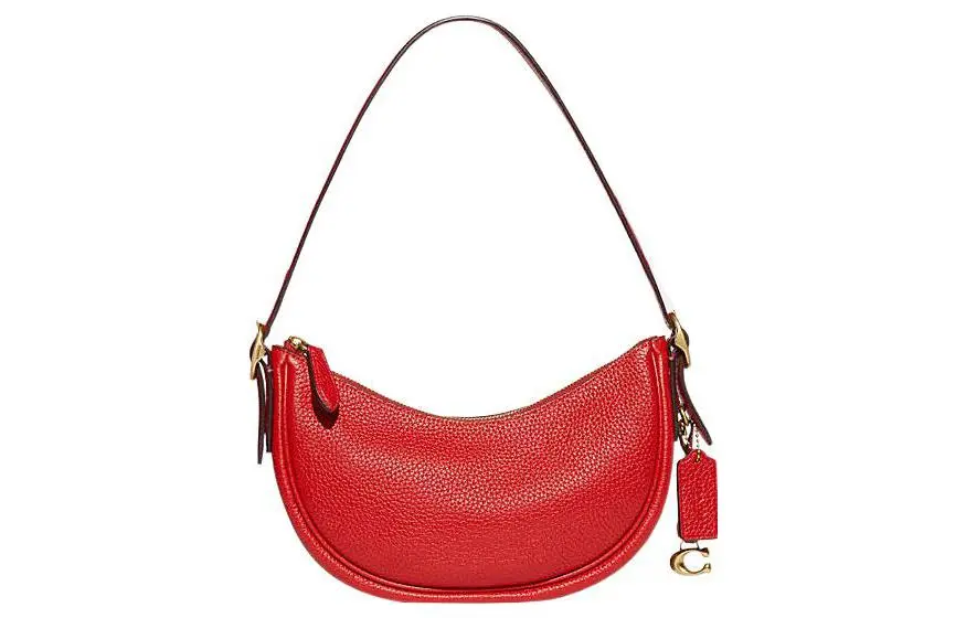 COACH Luna Pebbled Leather Handbag, Shoulder Bag Women's Red