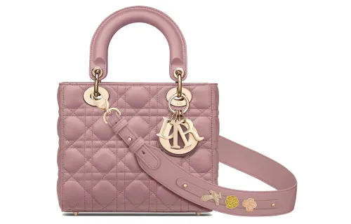 DIOR Lady Dior Sheepskin Tote Bag, Shopping Bag, Shoulder Bag, Crossbody Bag, Handbag Small Women's Vintage Pink