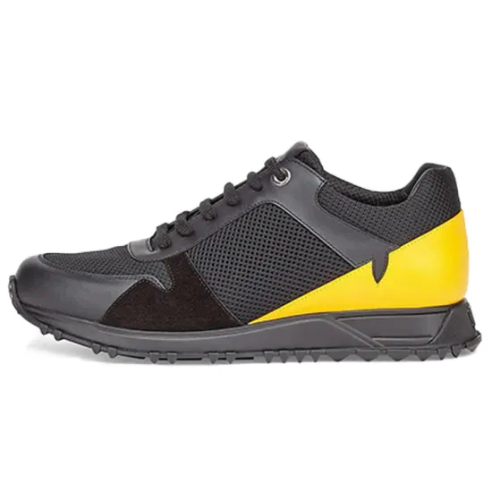 FENDI Casual Shoes Men Low-Top Black Yellow
