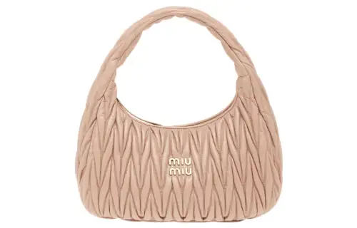 MIU MIU Wander Soft Sheep Leather Hobo Bag, Handbag Regular Women's Cameo Brown Beige