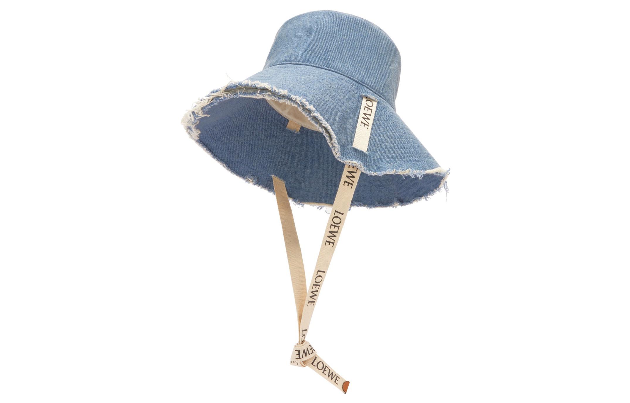 LOEWE Loewe denim and cow leather raw edges denim bucket hat same style for men and women