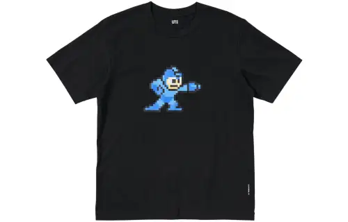 UNIQLO T Shirts Men's Black Crew Neck Moderate Straight Fit