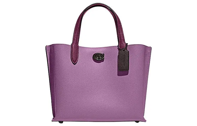 COACH Willow Split Cow Leather Tote Bag, Shopping Bag, Shoulder Bag, Crossbody Bag, Handbag Medium Women's Purple
