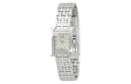 HERMES H HOUR Wrist Watches Quartz Movement Stainless Steel Strap 30*21mm Silver Dial Women's Watch 30m Water Resistant