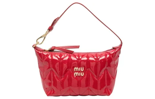 MIU MIU Nylon With Calfskin Handbag Women's Bright Red