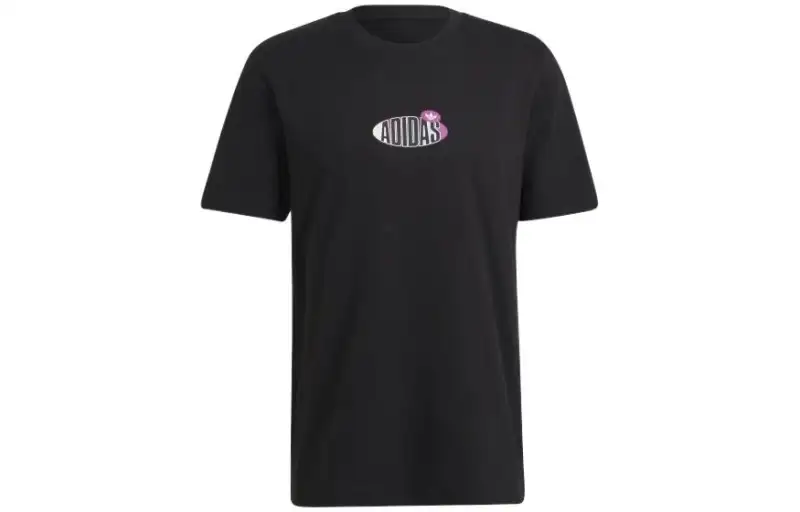 Adidas Originals T Shirts Men's Black Crew Neck Moderate Straight Fit