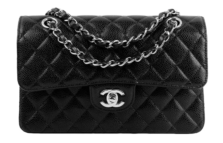 CHANEL Classic Flap CF Grain Embossed Cow Leather Crossbody Bags Small Women's Black
