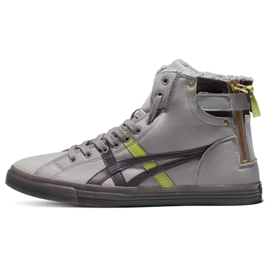 Asics Double Clutch Skateboarding Shoes Men High-top Grey/Black/Green
