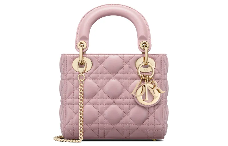 DIOR Lady Dior Sheepskin Handbag, Shoulder Bag, Crossbody Bag, Handbag Women's Vintage Pink