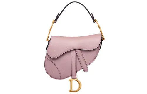 DIOR Saddle Grained Calfskin Saddle Bag, Shoulder Bag, Crossbody Bag, Handbag, Mystery Mini Women's Vintage Pink