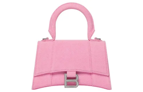 Balenciaga Hourglass Washed Denim Shoulder Bag, Crossbody Bag, Handbag Extra Small Women's Pink