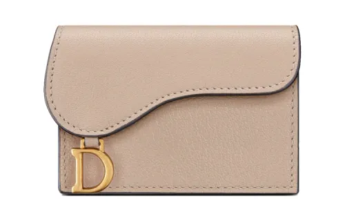 DIOR Saddle Sheepskin Card Holder Women's Hazelnut