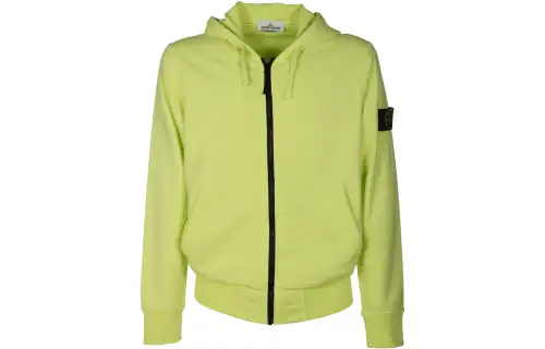 STONE ISLAND Sweatshirts Men's Yellow Green Hooded Moderate Cardigan