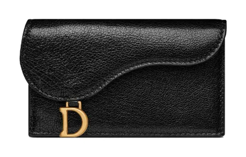 DIOR Goatskin Card Holder Women's Black