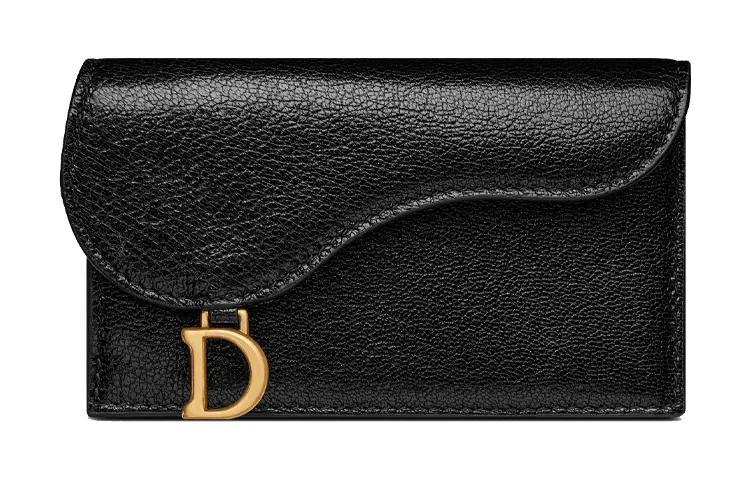 DIOR Goatskin Card Holder Women's Black