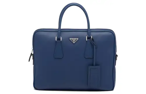 PRADA Saffiano Leather Portable One Shoulder Crossbody Briefcase Men's Dark Purple Blue