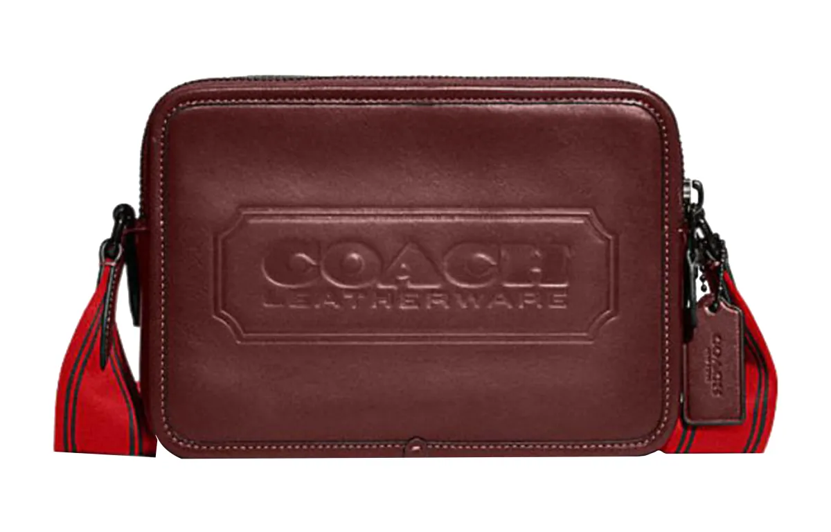 COACH Charter Cow Leather Shoulder Bag, Crossbody Bag Medium Men's Dark Red