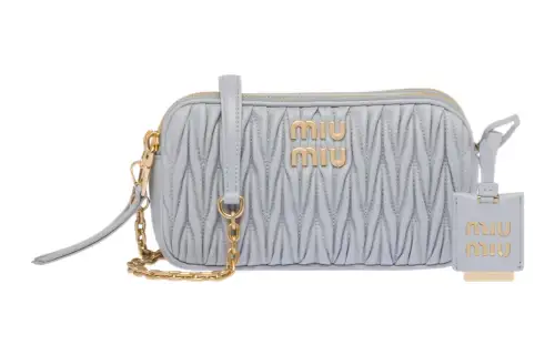 MIU MIU Matelassé Sheepskin Crossbody Bag, Shoulder Bag Mini Women's Blue