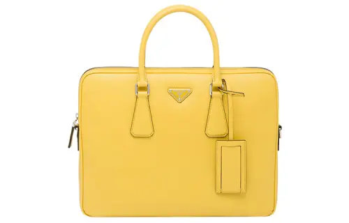 PRADA Leather Handbag Briefcase Men's Yellow