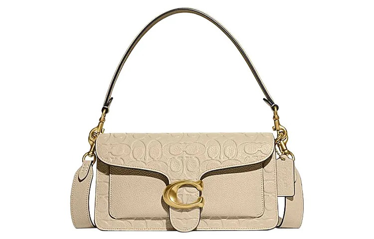 COACH Tabby Cow Leather Handbag, Shoulder Bag, Crossbody Bag Medium Women's Ivory White