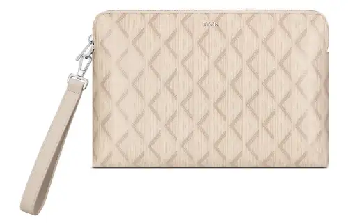 DIOR Cow Leather Clutch Women's Beige