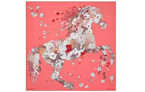 HERMES Scarves Women's Lipstick Pink/Dark Pink/Cream