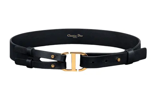DIOR 30 Montaigne Leather Belts Women's Black