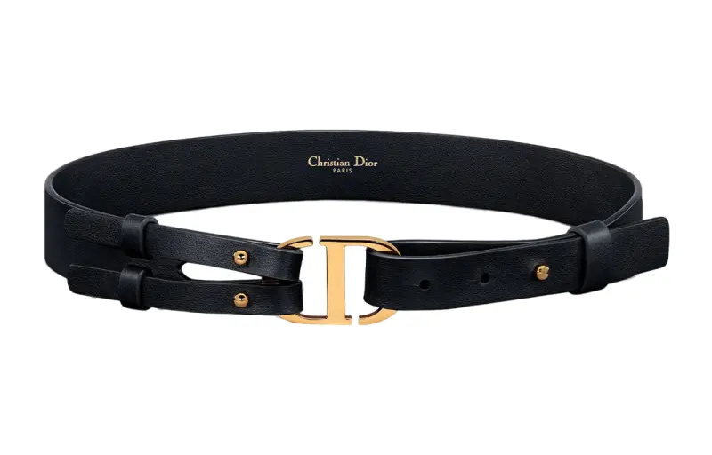 DIOR 30 Montaigne Leather Belts Women's Black