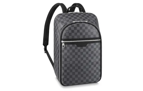 LOUIS VUITTON Coated Canvas With Leather Backpack Men's Metallic Gray
