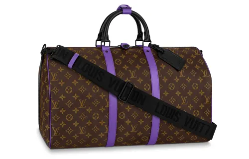 LOUIS VUITTON Keepall Bandouliere 50 Monogram Macassar Brown/Purple