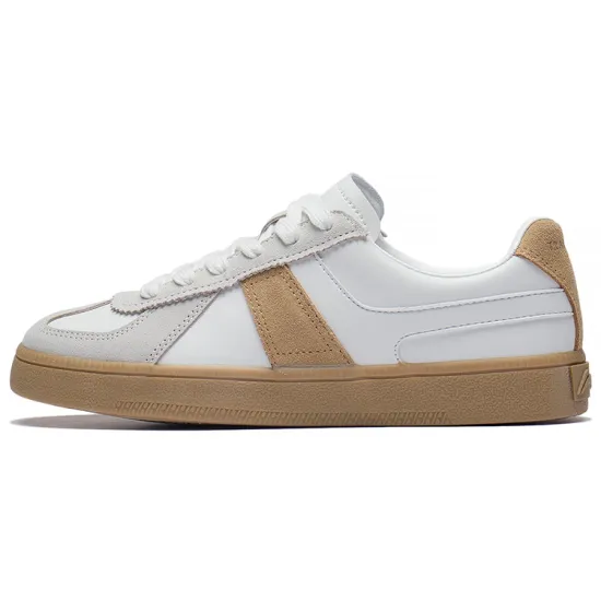 LINING Yunchuan Skateboard Shoes Men Low-Top Mist White/Tea Brown