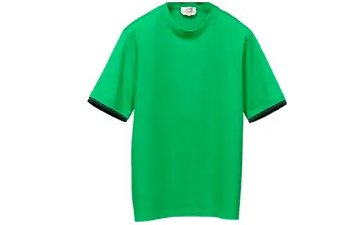 HERMES T Shirts Men's Green Crew Neck Moderate Straight Fit