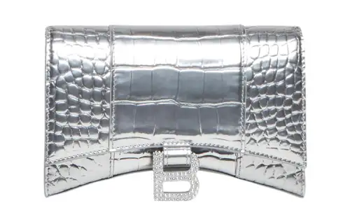 Balenciaga Hourglass Cow Leather Hourglass Bag, Shoulder Bag, Crossbody Bag, Wallet Women's Silver
