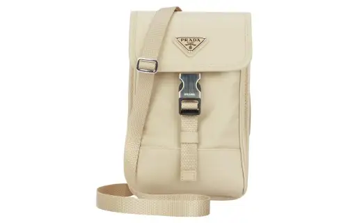 PRADA Re Nylon Cell Phone Pouch, Crossbody Bag, Shoulder Bag Unisex Beige