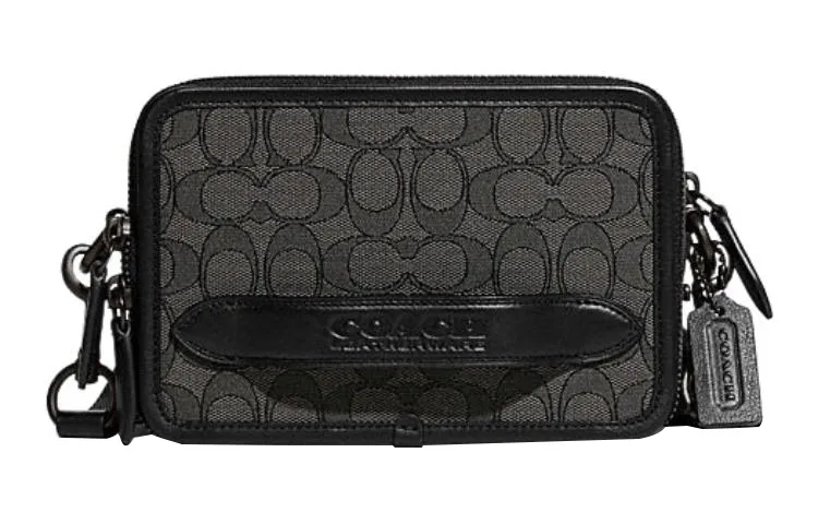 COACH Charter Fabric With Cow Leather Crossbody Bag, Shoulder Bag Small Men's Black