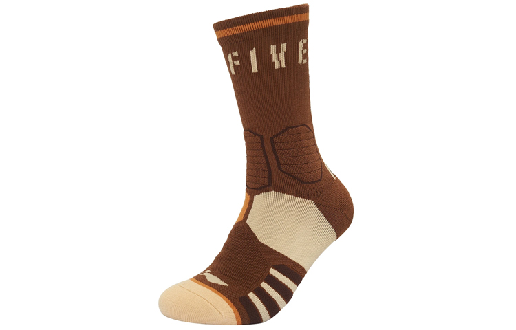 Li Ning BADFIVE Crew Socks Unisex 1 Set 2 Pack Brown