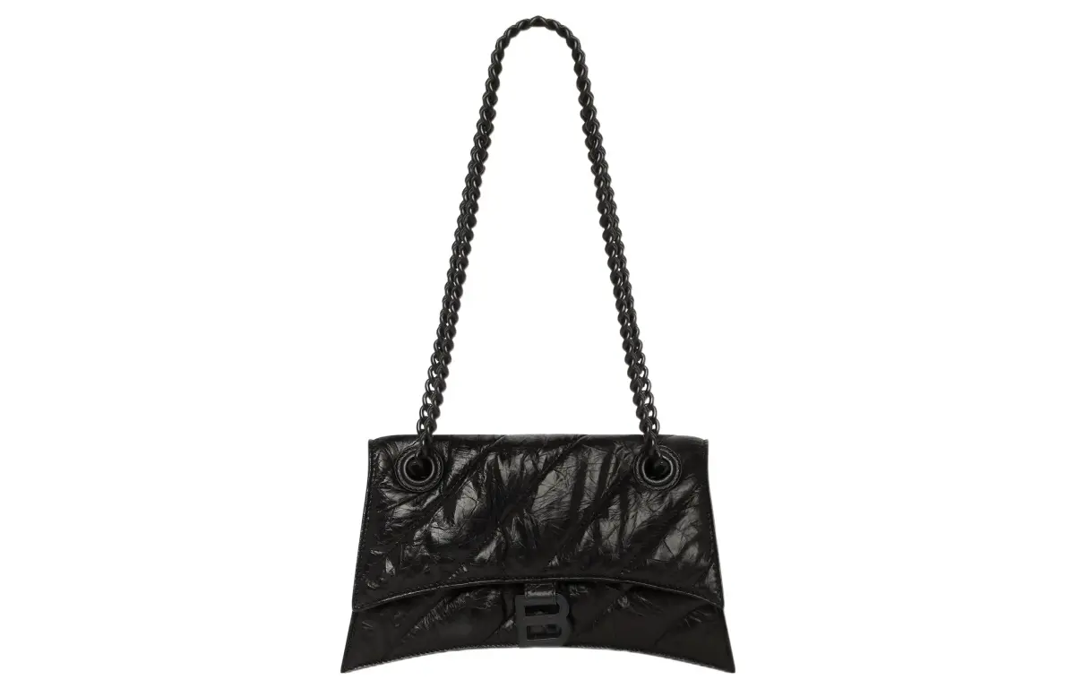 Balenciaga Crush Calfskin Chain Bag, Crossbody Bag, Shoulder Bag Small Women's Black