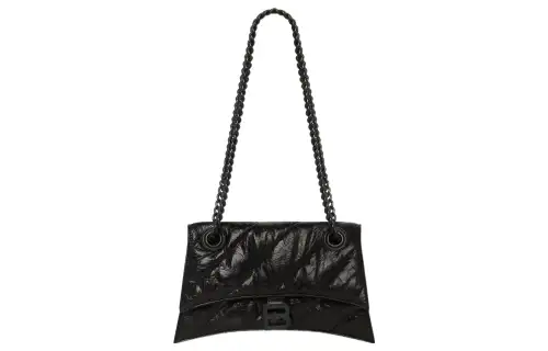 Balenciaga Crush Small Chain Quilted Bag Black