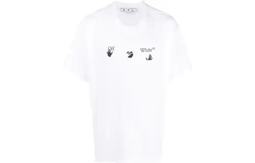 OFF WHITE SS22 T Shirts Men's White Crew Neck Moderate Straight Fit