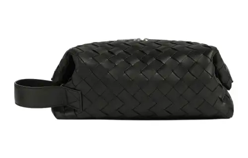 Bottega Veneta Calfskin Toiletry Bag Makeup Bag Regular Men's Black