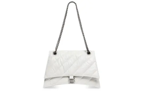 Balenciaga Crush Cow Leather Hourglass Bag, Crossbody Bag, Shoulder Bag Women's White