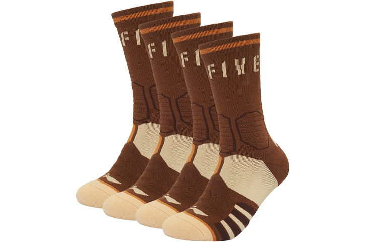 Li Ning BADFIVE Crew Socks Unisex 1 Set 2 Pack Brown