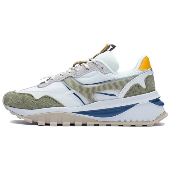 LiNing Durable Breathable Low Top Casual Running Shoes Men's White Green